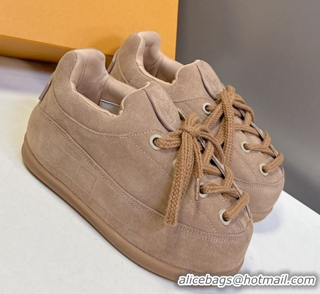 Lowest Cost Louis Vuitton LV Yeti Lace Up Platform Shoe in Suede 1AIJDZ Beige 1022063