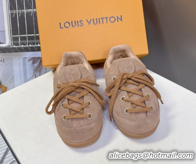 Lowest Cost Louis Vuitton LV Yeti Lace Up Platform Shoe in Suede 1AIJDZ Beige 1022063