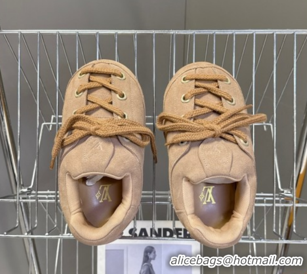 Lowest Cost Louis Vuitton LV Yeti Lace Up Platform Shoe in Suede 1AIJDZ Beige 1022063