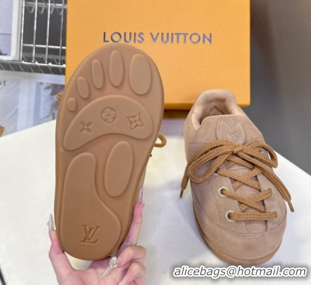 Lowest Cost Louis Vuitton LV Yeti Lace Up Platform Shoe in Suede 1AIJDZ Beige 1022063