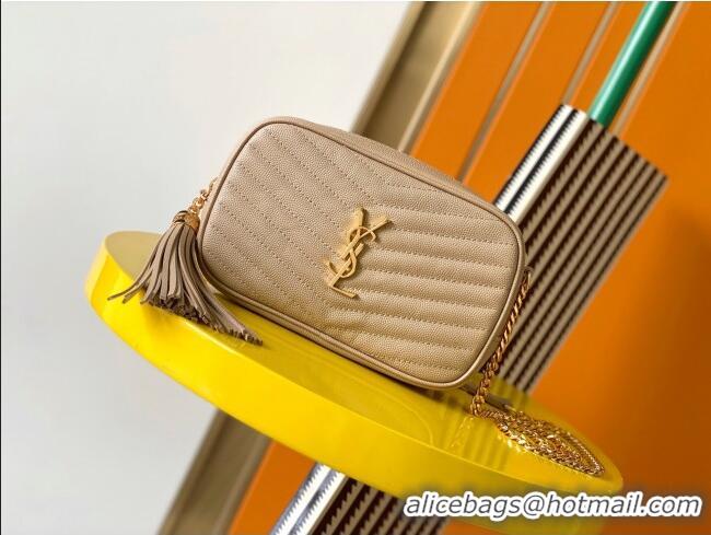 Buy Cheap Saint Laurent Lou Mini Camera Bag with Tassel in Matelasse Grained Leather 585040 Beige 2025