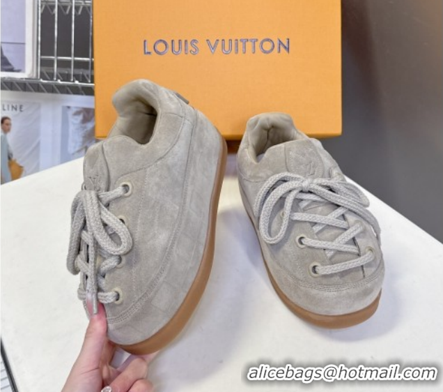 Buy Luxury Louis Vuitton LV Yeti Lace Up Platform Shoe in Suede 1AIJDZ Grey 1022064