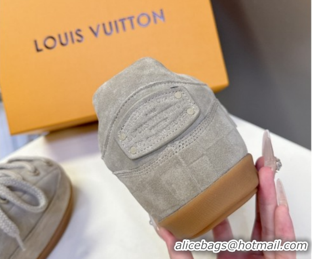 Buy Luxury Louis Vuitton LV Yeti Lace Up Platform Shoe in Suede 1AIJDZ Grey 1022064