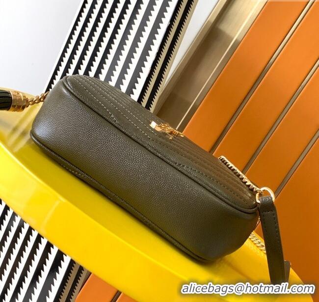 Grade Design Saint Laurent Lou Mini Camera Bag with Tassel in Matelasse Grained Leather 585040 Green 2025