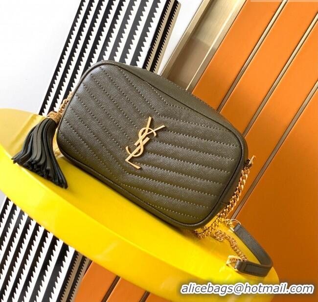 Grade Design Saint Laurent Lou Mini Camera Bag with Tassel in Matelasse Grained Leather 585040 Green 2025