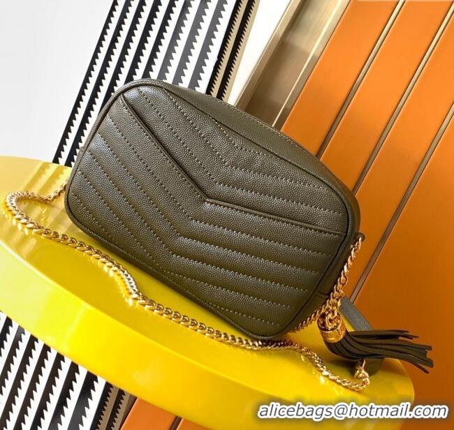 Grade Design Saint Laurent Lou Mini Camera Bag with Tassel in Matelasse Grained Leather 585040 Green 2025