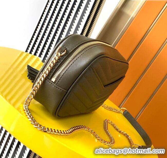Grade Design Saint Laurent Lou Mini Camera Bag with Tassel in Matelasse Grained Leather 585040 Green 2025