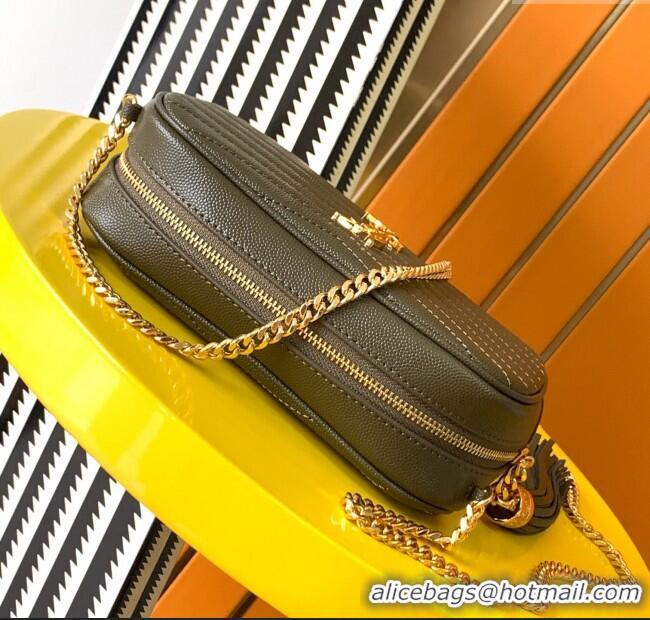Grade Design Saint Laurent Lou Mini Camera Bag with Tassel in Matelasse Grained Leather 585040 Green 2025