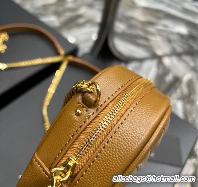Best Price Saint Laurent Lou Mini Camera Bag with Tassel in Matelasse Grained Leather 585040 Brown 2025