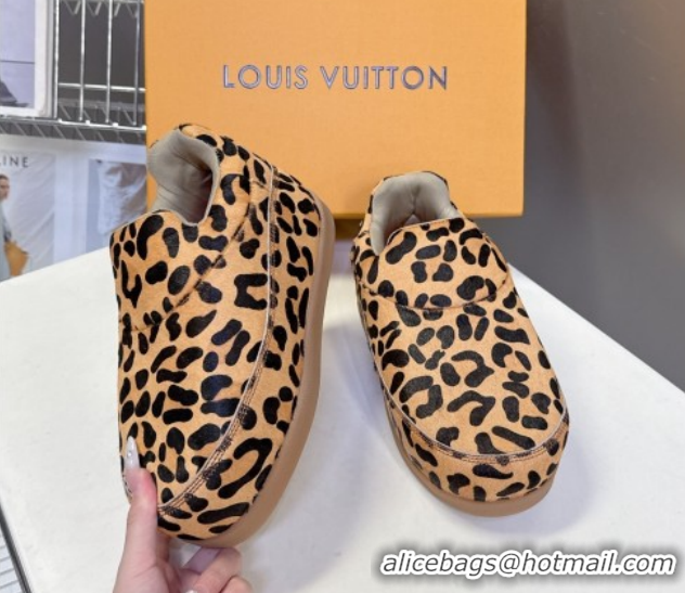 Stylish Louis Vuitton LV Yeti Slip On Platform Shoe in Leopard Print 1AIJD5 Yellow 1022065