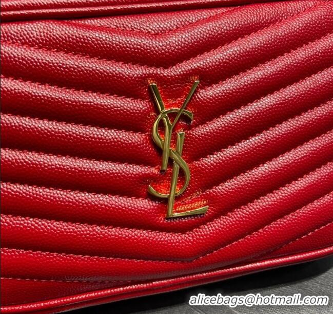 Best Quality Saint Laurent Lou Mini Camera Bag with Tassel in Matelasse Grained Leather 585040 Red 2025