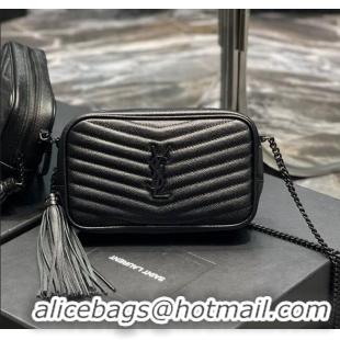 Best Product Saint Laurent Lou Mini Camera Bag with Tassel in Matelasse Grained Leather 585040 All Black 2025