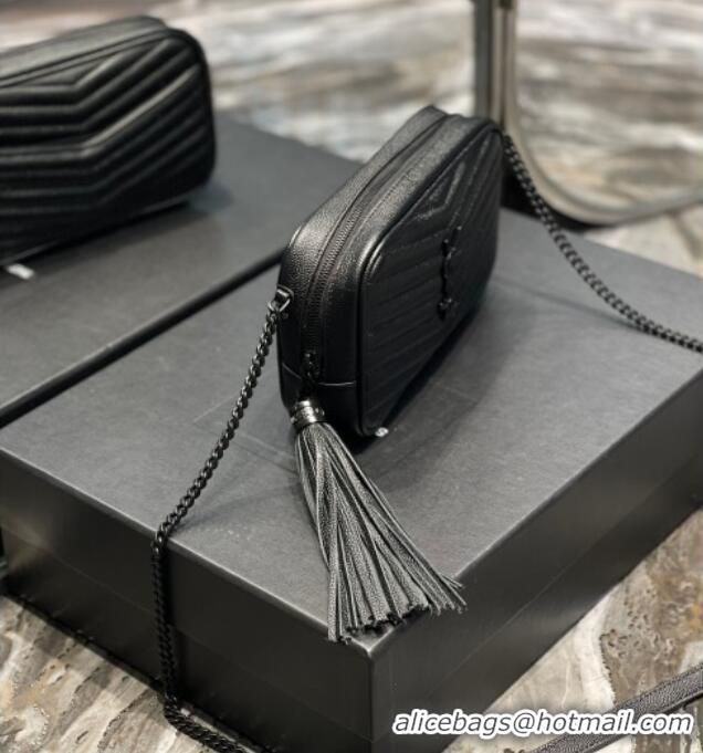 Best Product Saint Laurent Lou Mini Camera Bag with Tassel in Matelasse Grained Leather 585040 All Black 2025