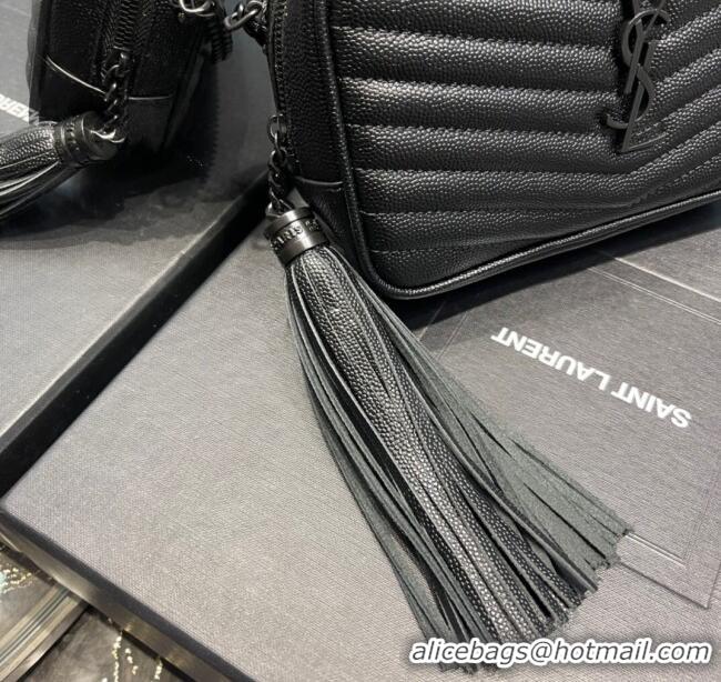 Best Product Saint Laurent Lou Mini Camera Bag with Tassel in Matelasse Grained Leather 585040 All Black 2025