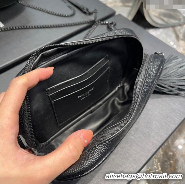 Best Product Saint Laurent Lou Mini Camera Bag with Tassel in Matelasse Grained Leather 585040 All Black 2025