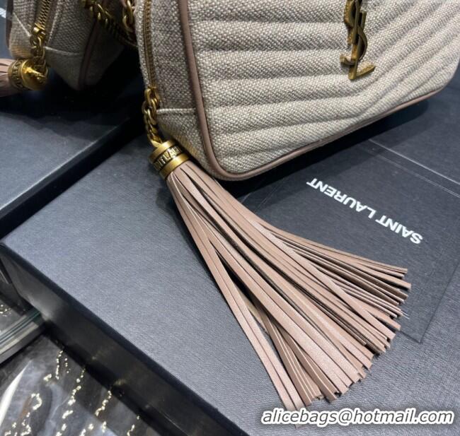 Well Crafted Saint Laurent Lou Mini Camera Bag with Tassel in Matelasse Cotton Linen 585040 Beige 2025