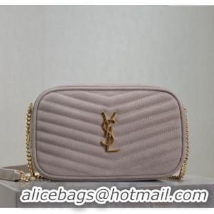 Good Product Saint Laurent Lou Mini Chain Camera Bag in Matelasse Suede 585040 Grey 2025