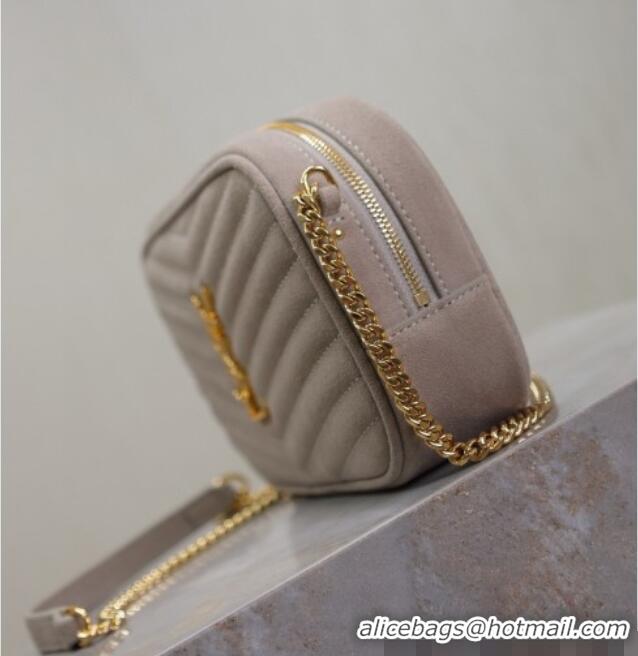 Good Product Saint Laurent Lou Mini Chain Camera Bag in Matelasse Suede 585040 Grey 2025