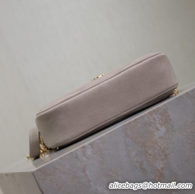 Good Product Saint Laurent Lou Mini Chain Camera Bag in Matelasse Suede 585040 Grey 2025