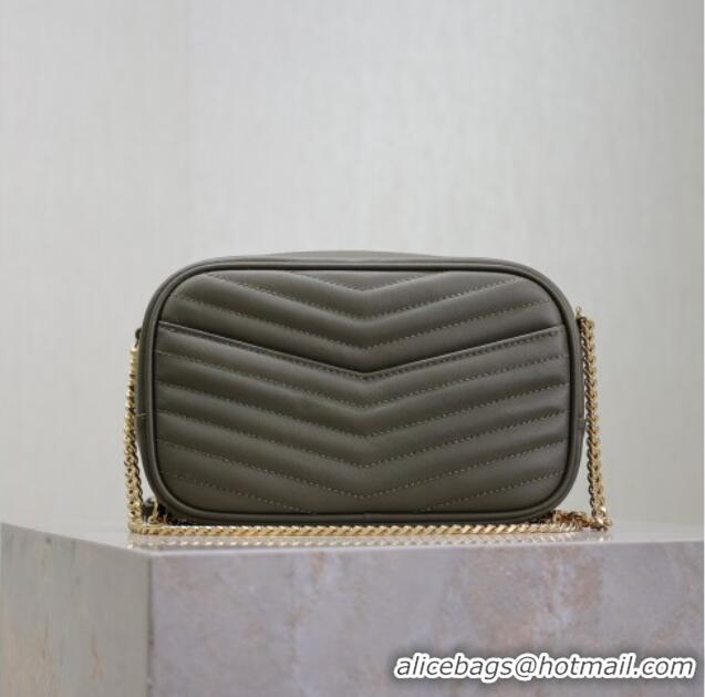 Unique Style Saint Laurent Lou Mini Chain Camera Bag in Matelasse Leather 585040 Green 2025