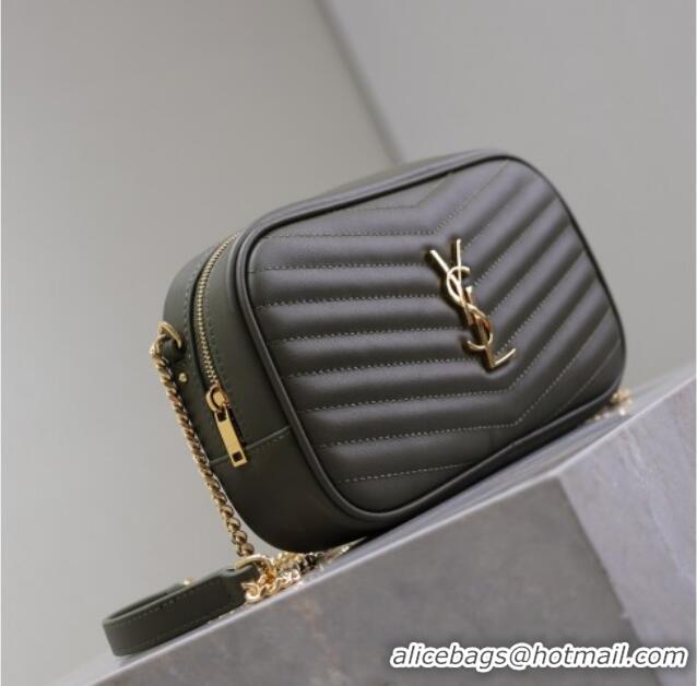 Unique Style Saint Laurent Lou Mini Chain Camera Bag in Matelasse Leather 585040 Green 2025