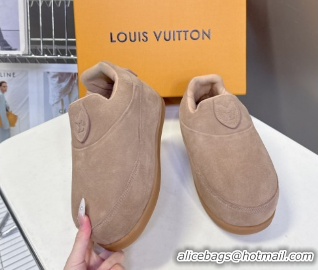 Charming Louis Vuitton LV Yeti Slip On Platform Shoe in Suede 1AIJD5 Beige 1022068