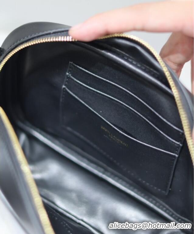 Top Grade Saint Laurent Lou Mini Chain Camera Bag in Matelasse Leather 585040 Black/Gold 2025