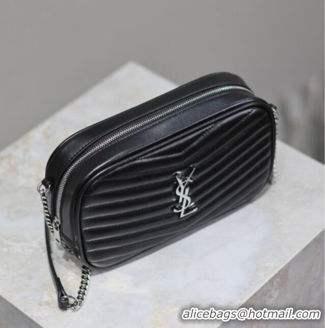 Promotional Saint Laurent Lou Mini Chain Camera Bag in Matelasse Leather 585040 Black/Silver 2025