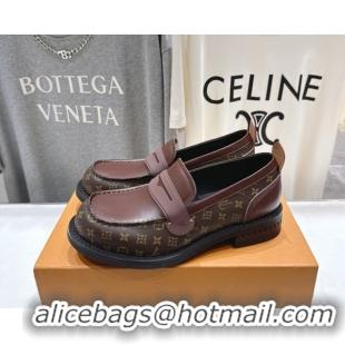 Buy Discount Louis Vuitton LV Bubble Loafers in Monogram Canvas and Leather Brown 1AIJHI 1022069