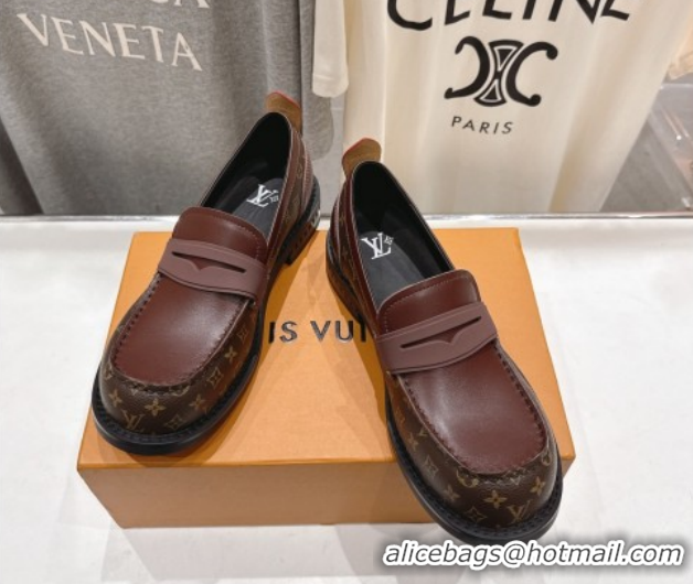 Buy Discount Louis Vuitton LV Bubble Loafers in Monogram Canvas and Leather Brown 1AIJHI 1022069