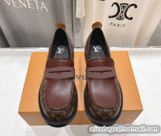 Buy Discount Louis Vuitton LV Bubble Loafers in Monogram Canvas and Leather Brown 1AIJHI 1022069