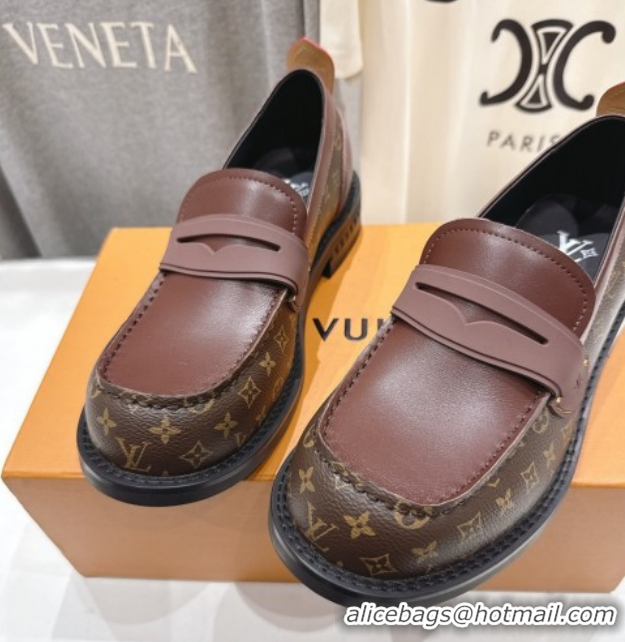Buy Discount Louis Vuitton LV Bubble Loafers in Monogram Canvas and Leather Brown 1AIJHI 1022069