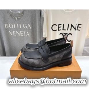 Luxury Louis Vuitton LV Bubble Loafers in Damier Canvas and Leather Black 1AIJHI 1022070