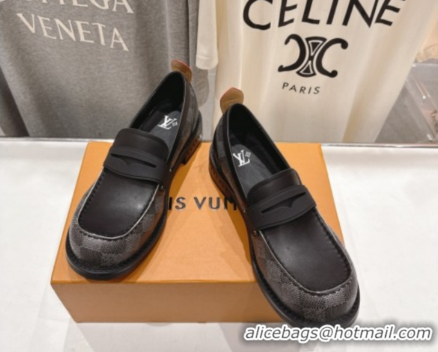 Luxury Louis Vuitton LV Bubble Loafers in Damier Canvas and Leather Black 1AIJHI 1022070