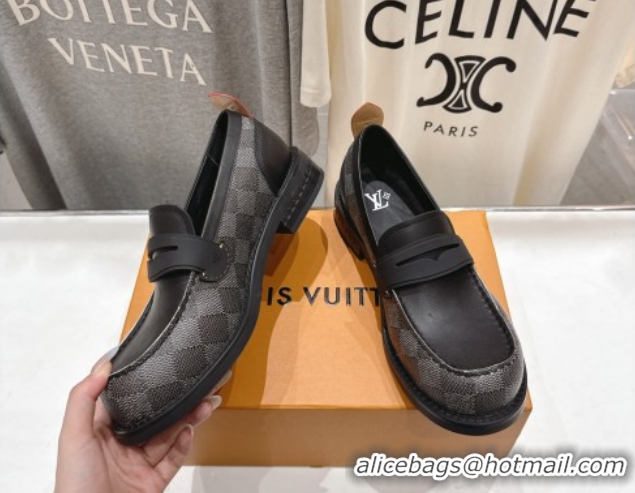 Luxury Louis Vuitton LV Bubble Loafers in Damier Canvas and Leather Black 1AIJHI 1022070