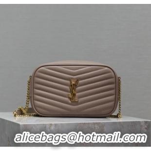 Top Grade Saint Laurent Lou Mini Chain Camera Bag in Matelasse Leather 585040 Nude Pink 2025