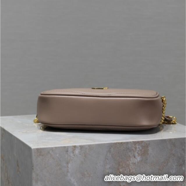 Top Grade Saint Laurent Lou Mini Chain Camera Bag in Matelasse Leather 585040 Nude Pink 2025