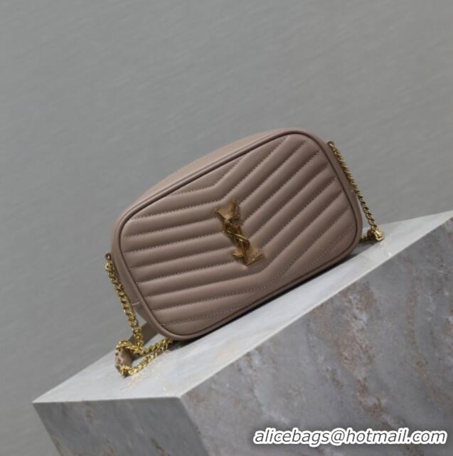 Top Grade Saint Laurent Lou Mini Chain Camera Bag in Matelasse Leather 585040 Nude Pink 2025