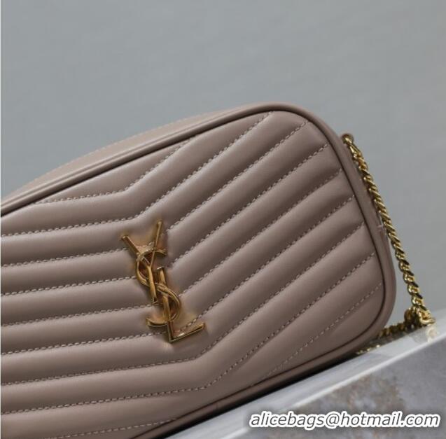 Top Grade Saint Laurent Lou Mini Chain Camera Bag in Matelasse Leather 585040 Nude Pink 2025