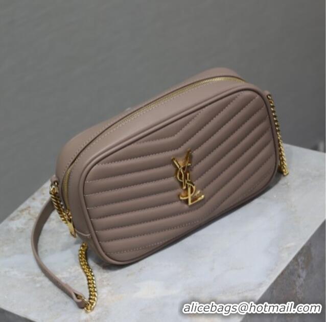 Top Grade Saint Laurent Lou Mini Chain Camera Bag in Matelasse Leather 585040 Nude Pink 2025