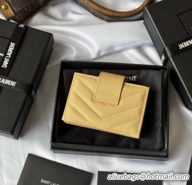 Best Price Saint Laurent Grained Leather Card Holder Wallet 607907 Yellow 2025