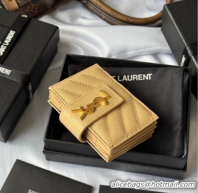 Best Price Saint Laurent Grained Leather Card Holder Wallet 607907 Yellow 2025