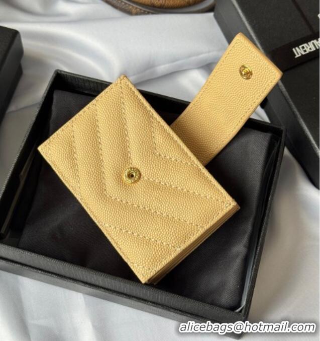 Best Price Saint Laurent Grained Leather Card Holder Wallet 607907 Yellow 2025
