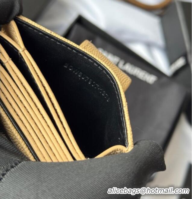 Best Price Saint Laurent Grained Leather Card Holder Wallet 607907 Yellow 2025