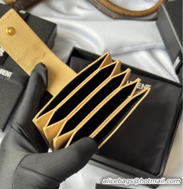 Best Price Saint Laurent Grained Leather Card Holder Wallet 607907 Yellow 2025