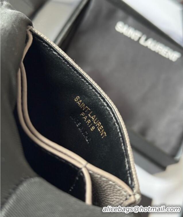 Good Looking Saint Laurent Grained Leather Card Holder Wallet 607907 Grey 2025