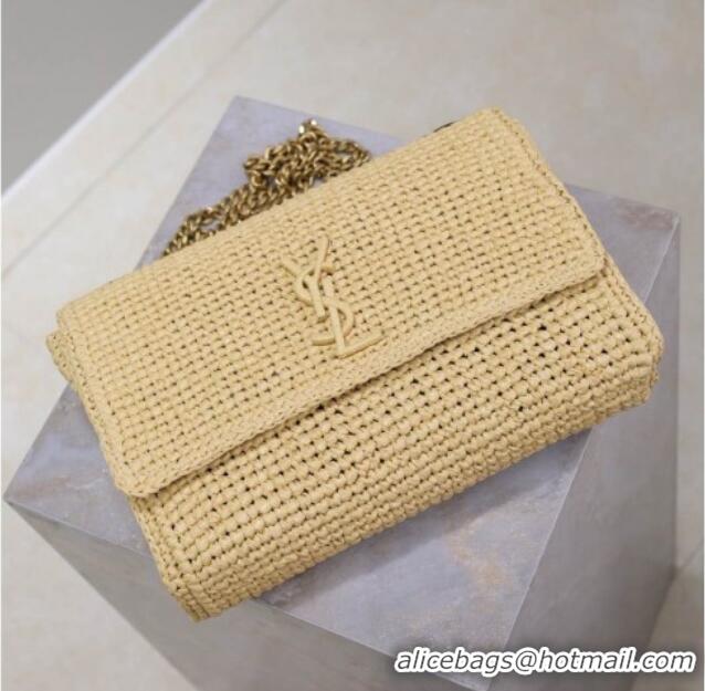 Grade Design Saint Laurent Kate Medium Chain Bag in Raffia Straw 553804 Beige 2025
