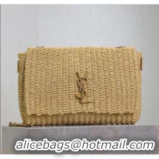 Top Design Saint Laurent Kate Medium Chain Bag in Raffia Straw 553804 Beige 2025