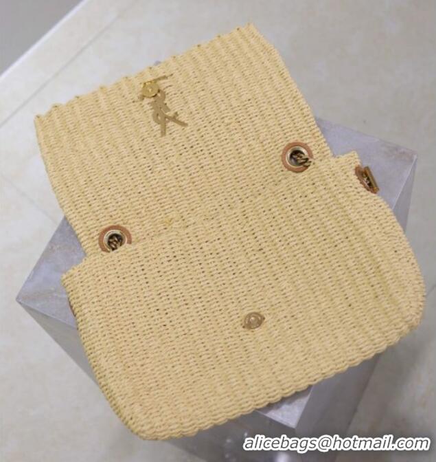 Top Design Saint Laurent Kate Medium Chain Bag in Raffia Straw 553804 Beige 2025