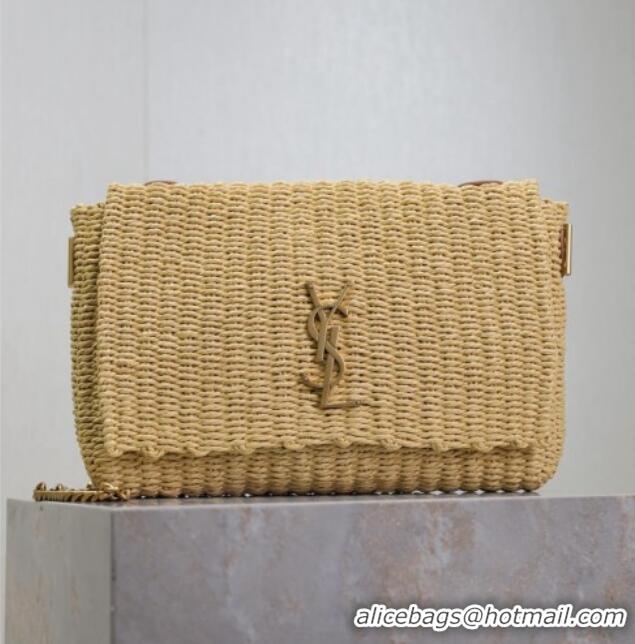 Top Design Saint Laurent Kate Medium Chain Bag in Raffia Straw 553804 Beige 2025